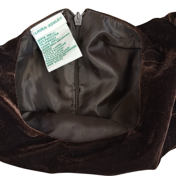 Laura Ashley Brown Velvet Pink Embroidered Overlay Dress Bow Metallic Retro 24mo - Picture 4 of 15